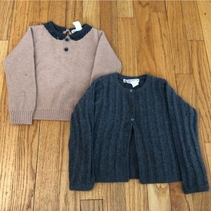 Bonpoint Beige+ Grey Baby Girl Cardigan 2